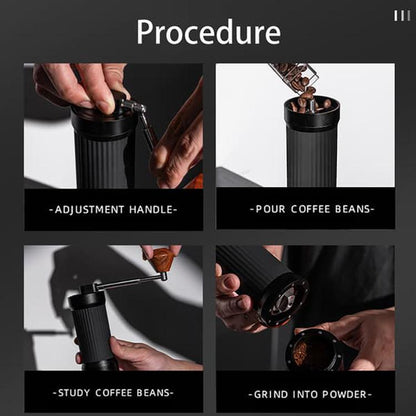 Seven Stars Manual Coffee Grinder CNC Stainless Steel Burr Foldable Hand Crank Mill for Coffee Beans(Black) by bashfashion