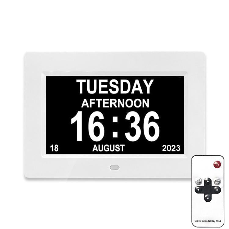 7-inch Digital Frame Calendar Day Clock With 3 Medication Alerts, 5 Custom Alarms, Multi-Language Support AU Plug White by bashfashion