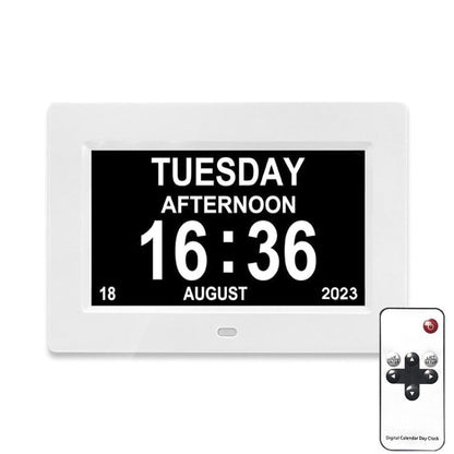 7-inch Digital Frame Calendar Day Clock With 3 Medication Alerts, 5 Custom Alarms, Multi-Language Support AU Plug White by bashfashion