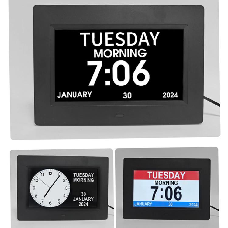 7-inch Digital Frame Calendar Day Clock With 3 Medication Alerts, 5 Custom Alarms, Multi-Language Support AU Plug White by bashfashion
