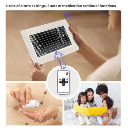 7-inch Digital Frame Calendar Day Clock With 3 Medication Alerts, 5 Custom Alarms, Multi-Language Support AU Plug White by bashfashion