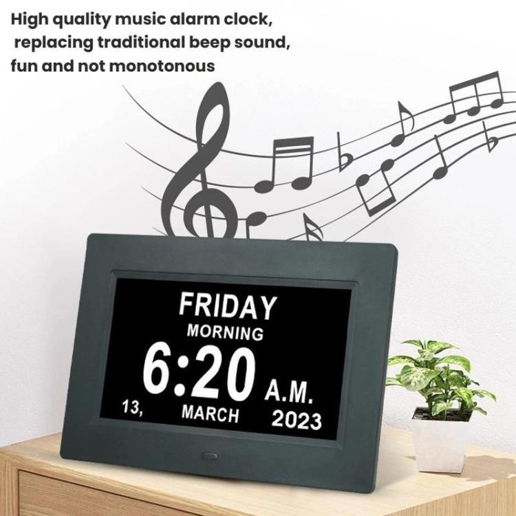 7-inch Digital Frame Calendar Day Clock With 3 Medication Alerts, 5 Custom Alarms, Multi-Language Support AU Plug White by bashfashion