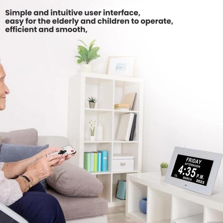 7-inch Digital Frame Calendar Day Clock With 3 Medication Alerts, 5 Custom Alarms, Multi-Language Support AU Plug White by bashfashion