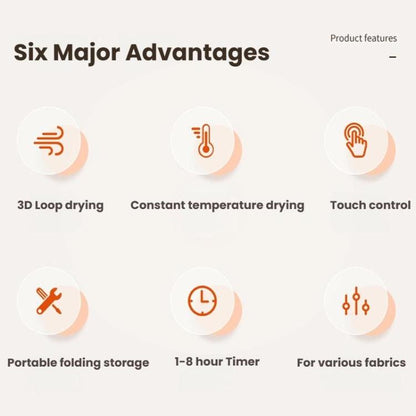 600W Smart Touch Control Foldable Clothes Dryer Portable Laundry Dry Machine with LED Display, Adjustable Temperature & Timer EU Plug by bashfashion