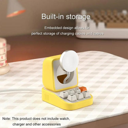 For Apple Watch Typewriter Style Stand Wireless Charging Silicone Base(Yellow) by bashfashion