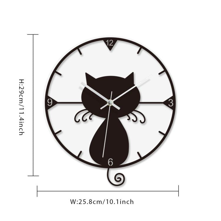 Cat Transparent Acrylic Silent Wall Clock For Home Decor(Black) by bashfashion