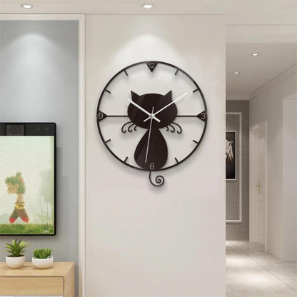 Cat Transparent Acrylic Silent Wall Clock For Home Decor(Black) by bashfashion