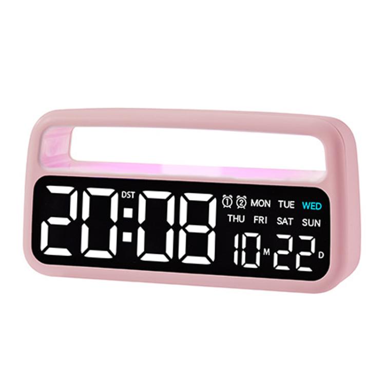 LED Ambient Light Bedside Alarm Clock Home Decor Multi-Function Clock With White Light(Pink) by bashfashion