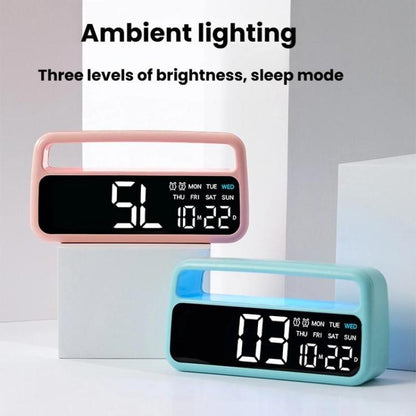 LED Ambient Light Bedside Alarm Clock Home Decor Multi-Function Clock With White Light(Pink) by bashfashion