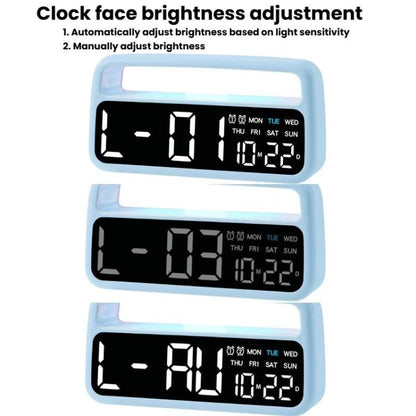 LED Ambient Light Bedside Alarm Clock Home Decor Multi-Function Clock With White Light(Pink) by bashfashion