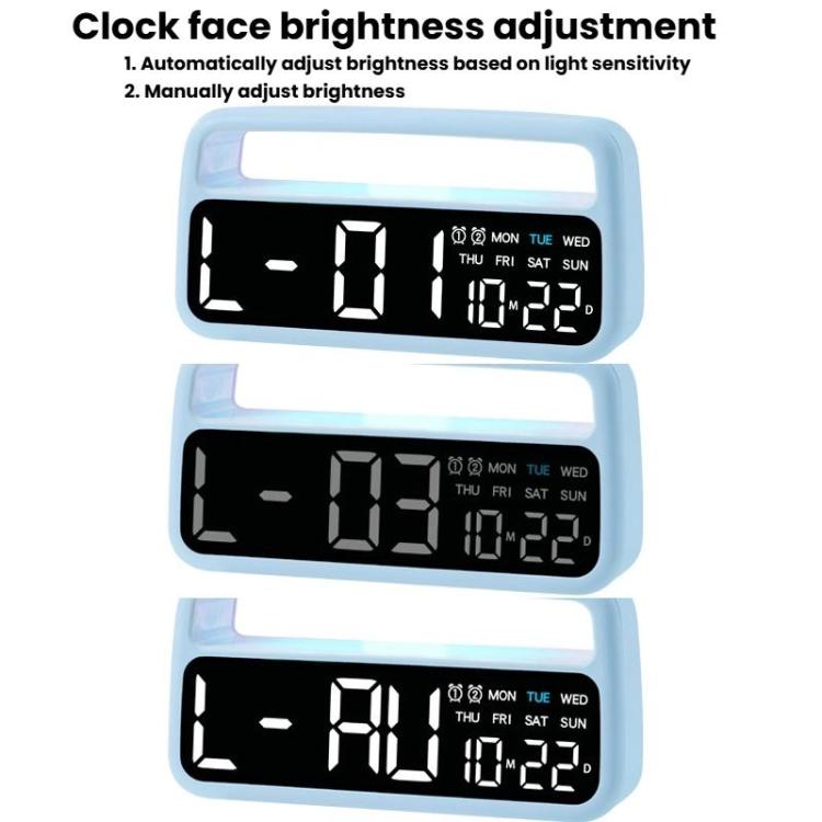 LED Ambient Light Bedside Alarm Clock Home Decor Multi-Function Clock With White Light(Green) by bashfashion