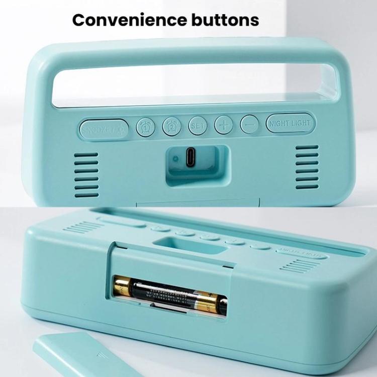 LED Ambient Light Bedside Alarm Clock Home Decor Multi-Function Clock With White Light(Blue) by bashfashion