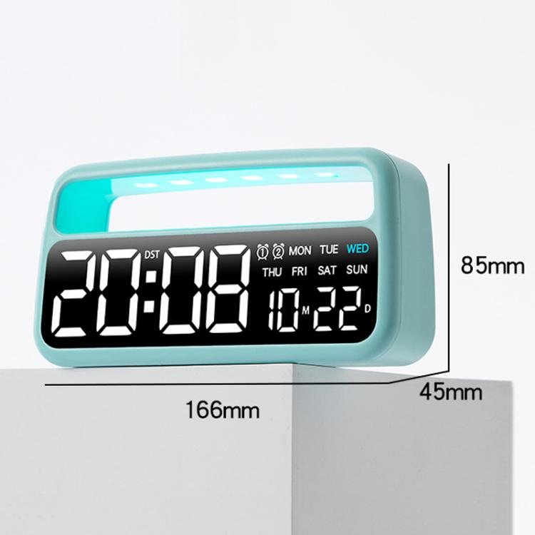LED Ambient Light Bedside Alarm Clock Home Decor Multi-Function Clock With White Light(Blue) by bashfashion