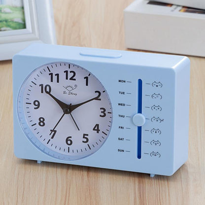 Bo Sheng GH222 Weekly Alarm Clock Square Quartz Desk Clock Scanning Silent Pointer Clock(Blue) by Bo Sheng