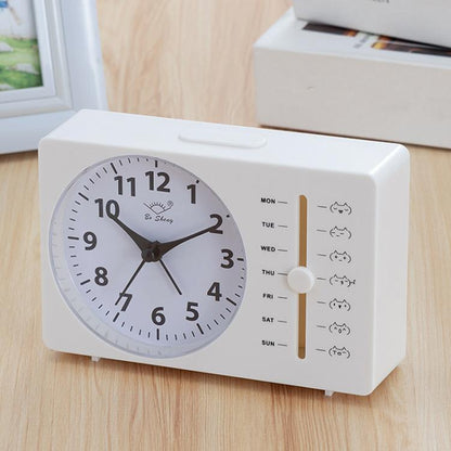 Bo Sheng GH222 Weekly Alarm Clock Square Quartz Desk Clock Scanning Silent Pointer Clock(White) by Bo Sheng