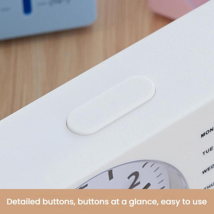 Bo Sheng GH222 Weekly Alarm Clock Square Quartz Desk Clock Scanning Silent Pointer Clock(White) by Bo Sheng