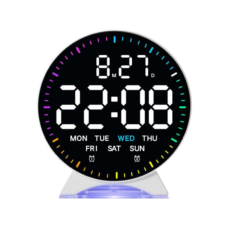 LED Multifunction Electronic Alarm Clock Running Seconds Clock Bedside with Night Light Electronic Clock, Color: White Shell White Light by bashfashion