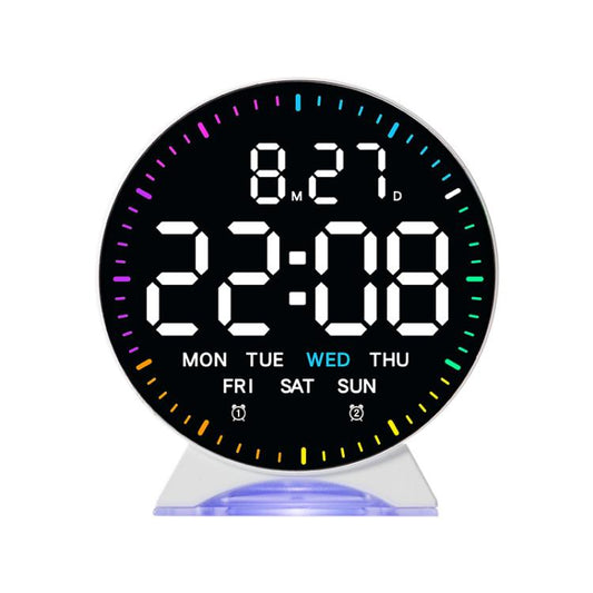 LED Multifunction Electronic Alarm Clock Running Seconds Clock Bedside with Night Light Electronic Clock, Color: White Shell White Light by bashfashion