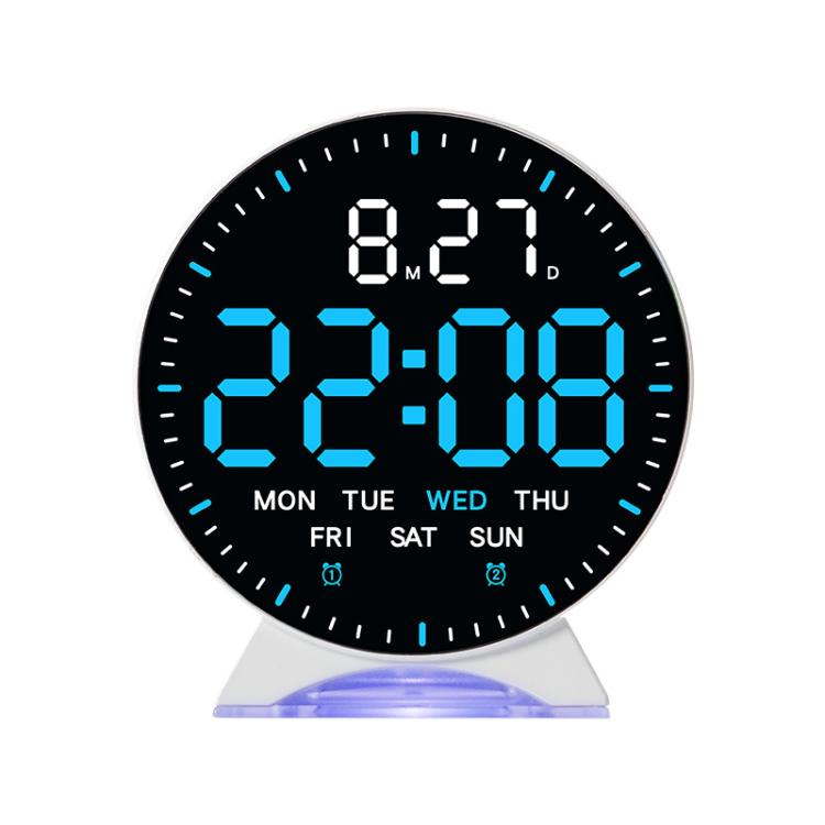 LED Multifunction Electronic Alarm Clock Running Seconds Clock Bedside with Night Light Electronic Clock, Color: White Shell Blue Light by bashfashion