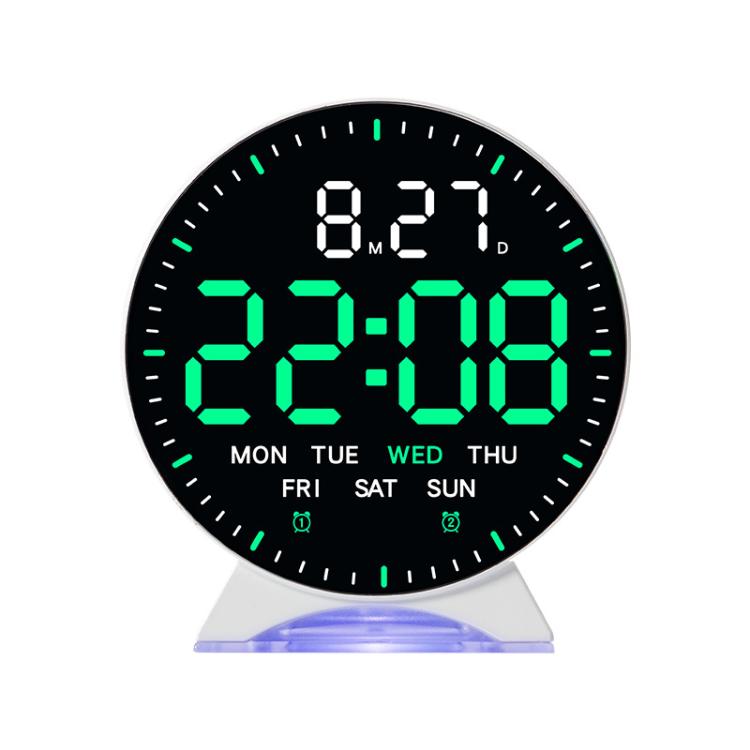 LED Multifunction Electronic Alarm Clock Running Seconds Clock Bedside with Night Light Electronic Clock, Color: White Shell Green Light by bashfashion