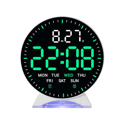 LED Multifunction Electronic Alarm Clock Running Seconds Clock Bedside with Night Light Electronic Clock, Color: White Shell Green Light by bashfashion