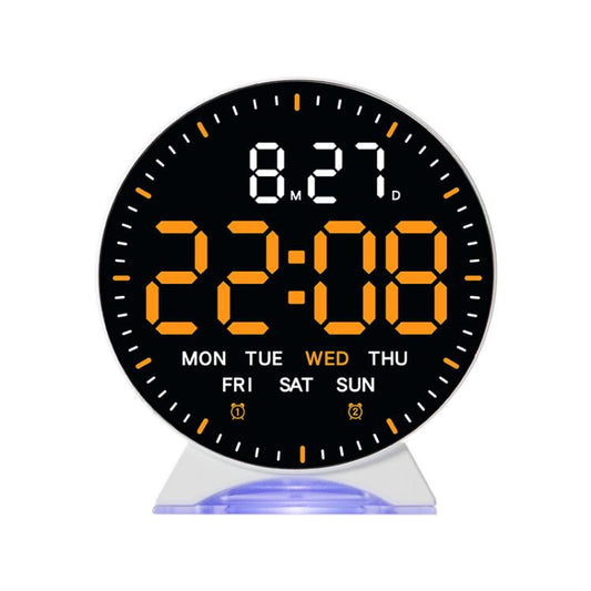LED Multifunction Electronic Alarm Clock Running Seconds Clock Bedside with Night Light Electronic Clock, Color: White Shell Orange Light by bashfashion