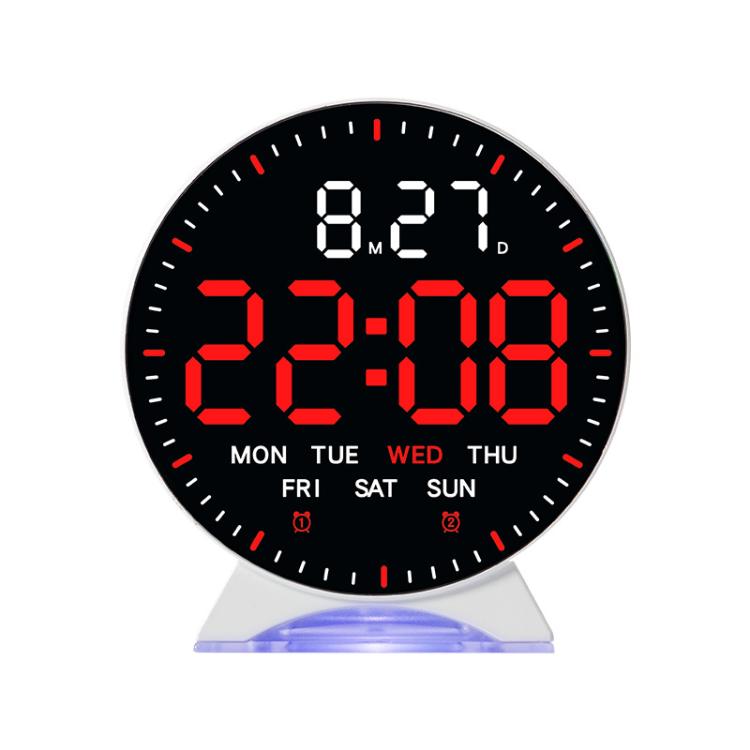 LED Multifunction Electronic Alarm Clock Running Seconds Clock Bedside with Night Light Electronic Clock, Color: White Shell Red Light by bashfashion