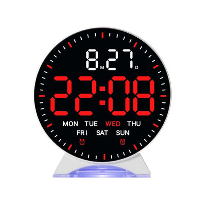 LED Multifunction Electronic Alarm Clock Running Seconds Clock Bedside with Night Light Electronic Clock, Color: White Shell Red Light by bashfashion
