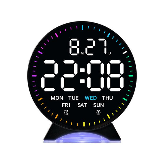 LED Multifunction Electronic Alarm Clock Running Seconds Clock Bedside with Night Light Electronic Clock, Color: Black Shell White Light by bashfashion