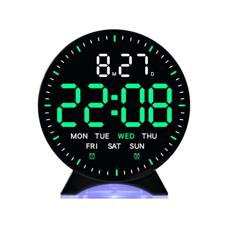 LED Multifunction Electronic Alarm Clock Running Seconds Clock Bedside with Night Light Electronic Clock, Color: Black Shell Green Light by bashfashion