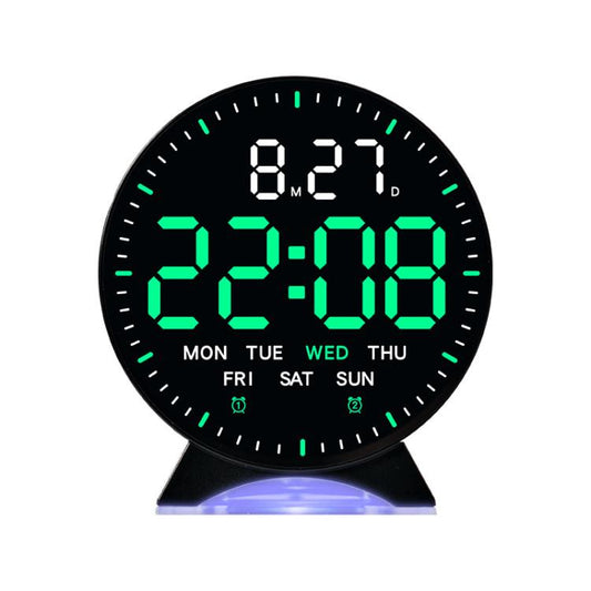 LED Multifunction Electronic Alarm Clock Running Seconds Clock Bedside with Night Light Electronic Clock, Color: Black Shell Green Light by bashfashion