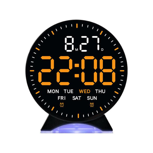 LED Multifunction Electronic Alarm Clock Running Seconds Clock Bedside with Night Light Electronic Clock, Color: Black Shell Orange Light by bashfashion