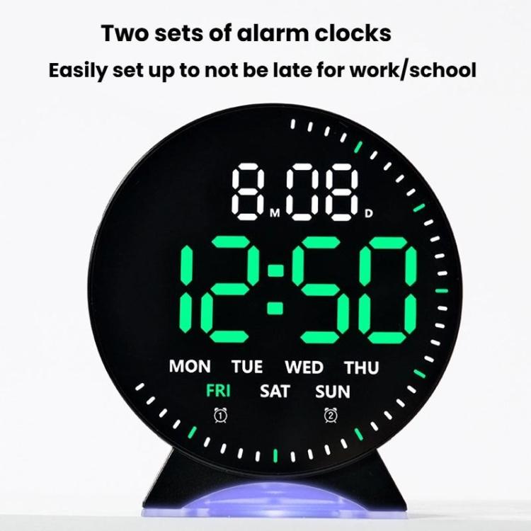 LED Multifunction Electronic Alarm Clock Running Seconds Clock Bedside with Night Light Electronic Clock, Color: White Shell Green Light by bashfashion