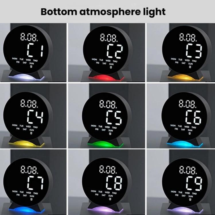 LED Multifunction Electronic Alarm Clock Running Seconds Clock Bedside with Night Light Electronic Clock, Color: White Shell Blue Light by bashfashion
