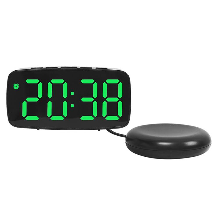 LED Electronic Alarm Clock Bedside Vibrator Clock, Color: Black Shell Green Light by bashfashion