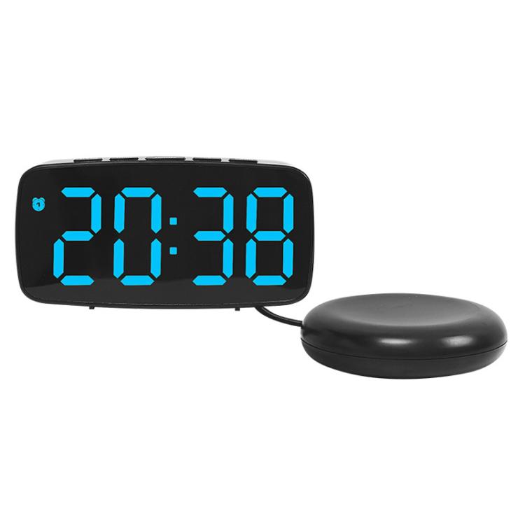 LED Electronic Alarm Clock Bedside Vibrator Clock, Color: Black Shell Blue Light by bashfashion