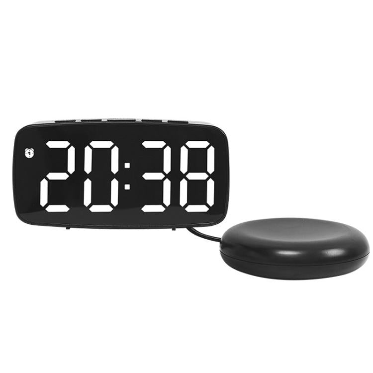 LED Electronic Alarm Clock Bedside Vibrator Clock, Color: Black Shell White Light by bashfashion