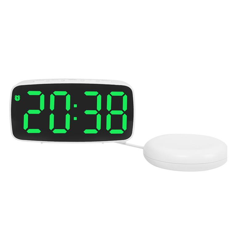 LED Electronic Alarm Clock Bedside Vibrator Clock, Color: White Shell Green Light by bashfashion