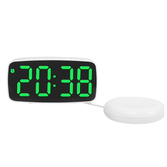 LED Electronic Alarm Clock Bedside Vibrator Clock, Color: White Shell Green Light by bashfashion