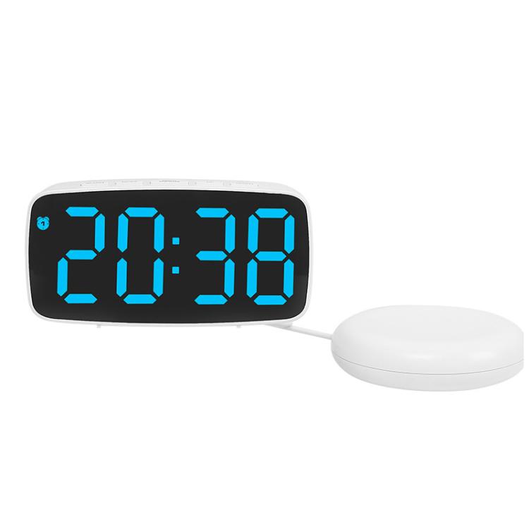 LED Electronic Alarm Clock Bedside Vibrator Clock, Color: White Shell Blue Light by bashfashion