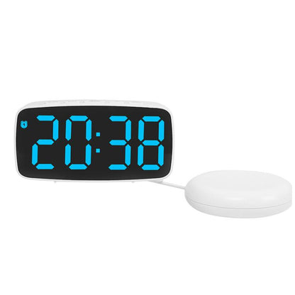 LED Electronic Alarm Clock Bedside Vibrator Clock, Color: White Shell Blue Light by bashfashion