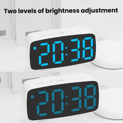 LED Electronic Alarm Clock Bedside Vibrator Clock, Color: White Shell Blue Light by bashfashion