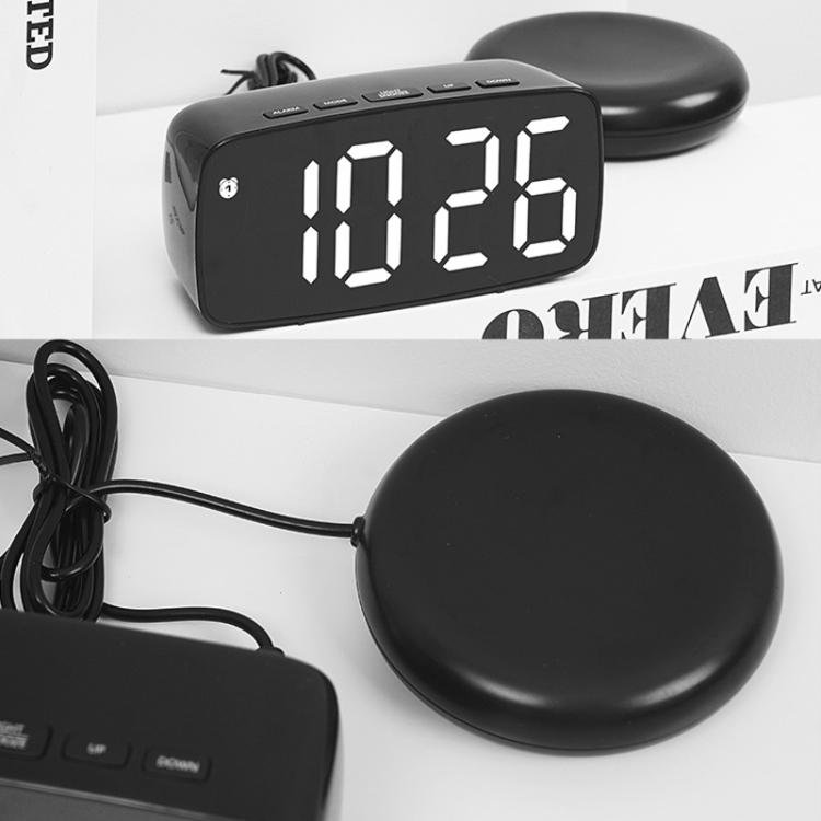 LED Electronic Alarm Clock Bedside Vibrator Clock, Color: White Shell Blue Light by bashfashion