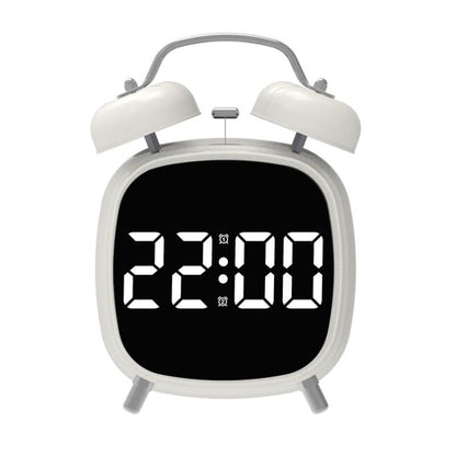 Loud Metal Powerful Ringing Clock LED Multifunction Clock, Color: White Shell White Light by bashfashion