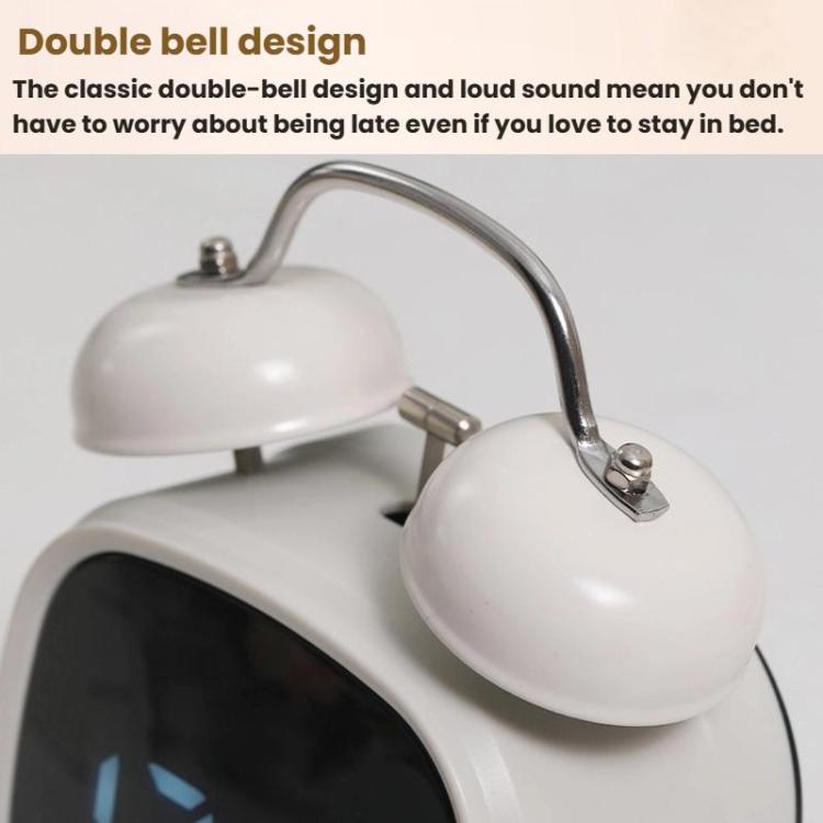 Loud Metal Powerful Ringing Clock LED Multifunction Clock, Color: White Shell Red Light by bashfashion