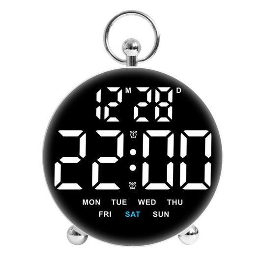 LED Multi-Function Digital Clock Student Desktop Digital Timepiece Plug-in Alarm Clock(White) by bashfashion