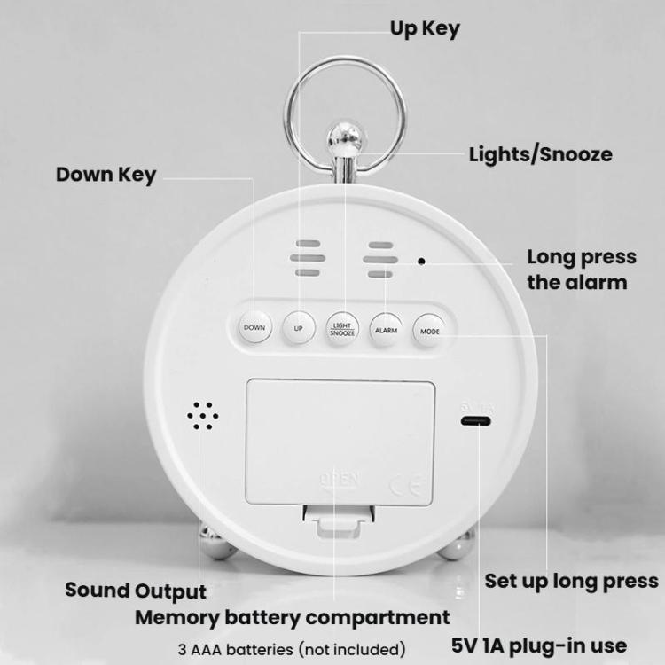 LED Multi-Function Digital Clock Student Desktop Digital Timepiece Plug-in Alarm Clock(White) by bashfashion