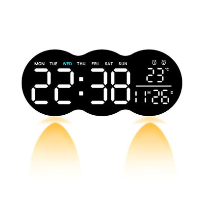 Living Room Digital Wall Clock LED Electronic Clock With Light Multi-Function Remote Control Alarm Clock(White Light) by bashfashion