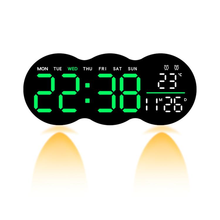 Living Room Digital Wall Clock LED Electronic Clock With Light Multi-Function Remote Control Alarm Clock(Green Light) by bashfashion