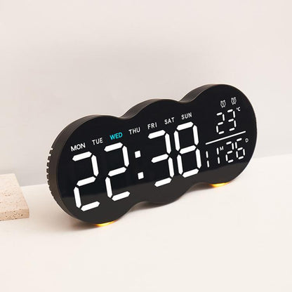 Living Room Digital Wall Clock LED Electronic Clock With Light Multi-Function Remote Control Alarm Clock(Blue Light) by bashfashion